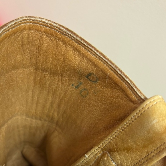 Alberta Boot Co Biltrite Sole Mens 10 Distressed Marble Tan Leather Cowboy Boots - Picture 10 of 10